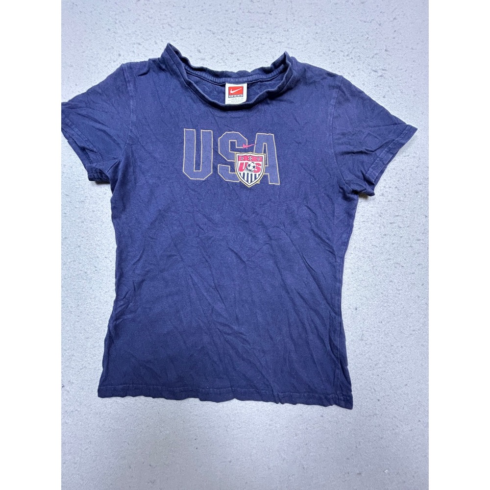 Nike Team USA T-Shirt 100% Cotton Navy Blue Small Womens